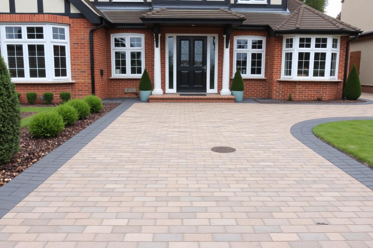 Front driveway transformation after landscaping work